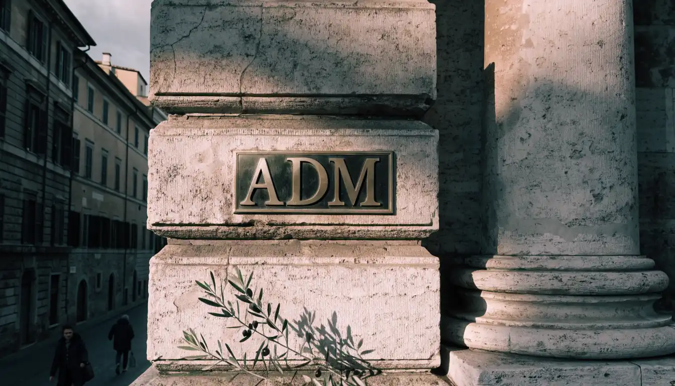 Targa regolatoria ADM su edificio istituzionale italiano a Roma